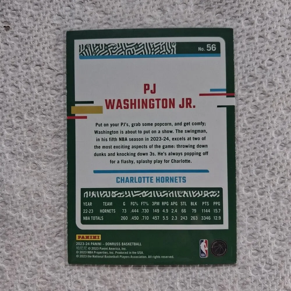 2023-24 Panini Donruss - PJ Washington Jr. #56 Holo Green Laser